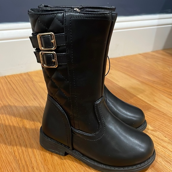 Girls Black Quilted Riding Boot - Picture 1 of 4